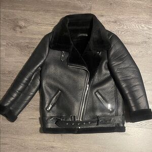 Zara Black Leather Biker Jacket